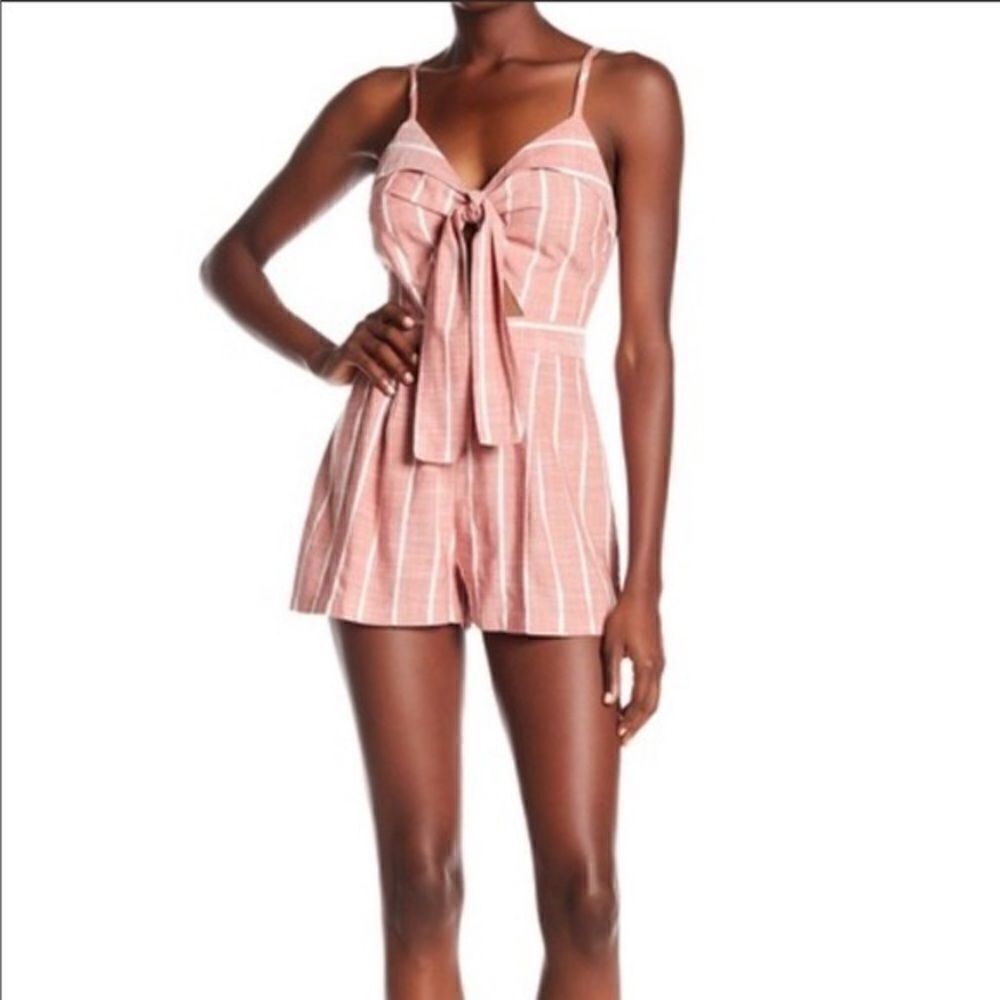 Ten Sixty Sherman Pink Striped Tie Romper Size Small